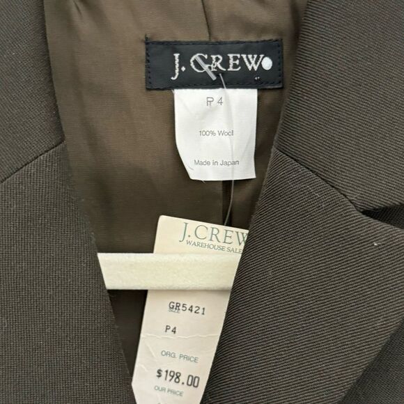 NWT J. Crew 100% Wool Green Blazer Size 4 Cropped Business Casual - Picture 3 of 5